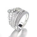 серебряные кольца 925 кольца ювелирные изделия женщины поп творческий женский корона алмаз из двух частей кольцо набор для свадебной помолвки